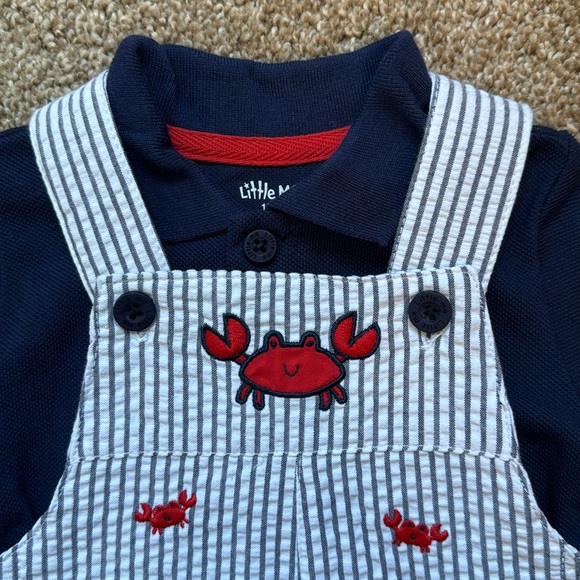 Little Me Crab Shortall Set - Picture 2 of 7